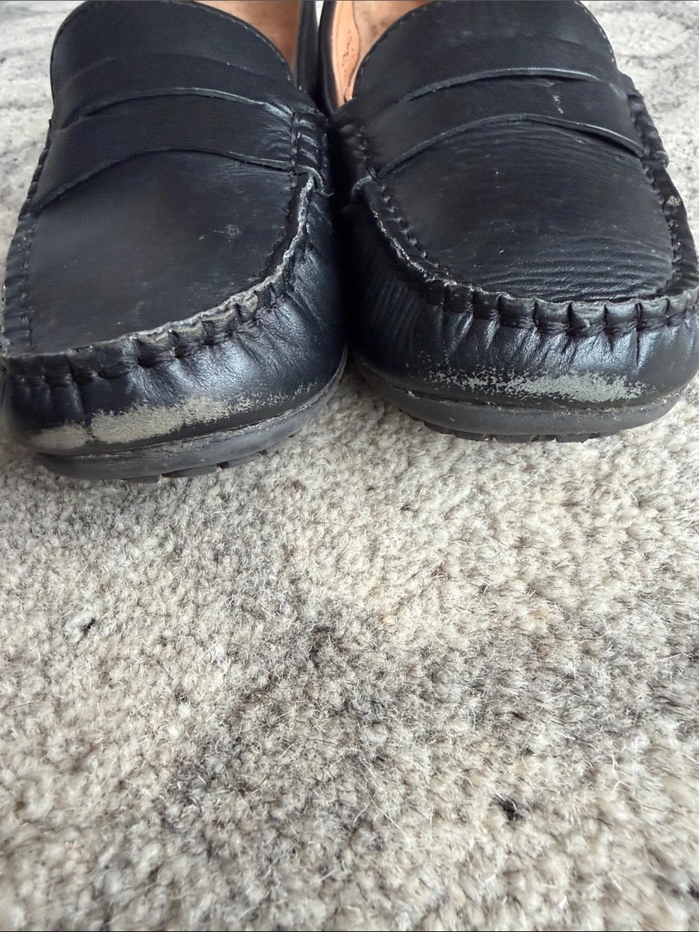 Umi Black Leather Penny Loafers - Metro Moc Style 10.5